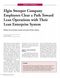 Technology fact sheet for elgin sweeper company. Elgin Sweeper Up Qxd Association For Manufacturing Excellence