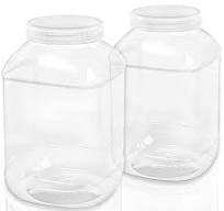 ZOOFOX 2 Pack Clear Plastic Jars, 1.5 Gallon Square Storage Containers with  Screw-On Lids, Refillable Empty Jars for Kitchen & Household Storage of ...