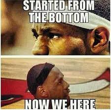 Lebrons Hairline Started From The Bottom Now We Here Funny Basketball Memes Most Hilarious Memes Basketball Funny