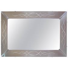 Original glass, bevelled to centre. Large Venetian Style Beveled Glass Decorator Mirror With Etched Frame Jarontiques