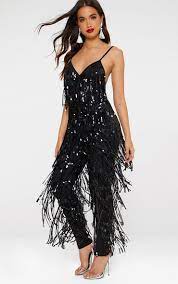 Black Tassel Sequin Jumpsuit Sequin Jumpsuit Jumpsuits For Women Fashion