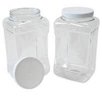 1 Gallon Clear Plastic Jars with Ribbed Liner Screw On Lids, BPA Free, PET  Plastic, Made in USA, Bulk Storage Containers 2 Pack (1 Gallon (Square))
