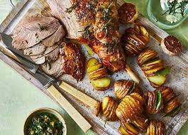 One Pan Lamb With Hasselback Potatoes Recipe Bbc Good Food Recipes Hasselback Potatoes Food