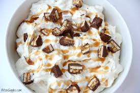 Dice the candy bars up into small pieces and chop the apples into chunks. Snickers Caramel Apple Salad Bitz Giggles