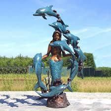 Shop design toscano's complete selection of mermaid garden statues, sculptures & wall décor. Modern Design Life Size Mermaid Statue With Seven Dolphins Water Fountain For Outdoor Sea Park Ornament Buy Life Size Mermaid Statue Mermaid Water Fountain Mermaid Statue Product On Alibaba Com