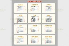 Vector Calendar 2017 In 2020 Calendar 2017 Calendar Template Card Design