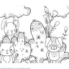 Dog Cat And Bunny Forest Animals Coloring Pages Free Instant Download Coloring Coloringbook Colori Animal Coloring Pages Coloring Pages Free Coloring Pages