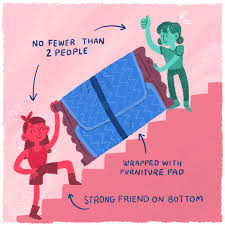 Slowing lay the sofa down. A Pro S Guide To Moving Heavy Furniture Without Hurting Yourself Moving Advice From Hireahelper