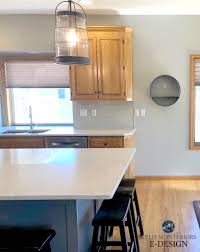 The cabinets are painted in benjamin moore's amherst gray. The 16 Best Paint Colours To Go With Oak Or Wood Trim Floor Cabinets And More Honey Oak Cabinets Grey Kitchen Walls Light Oak Cabinets