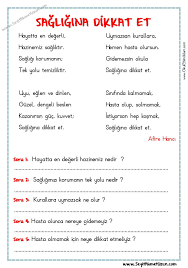 okuma anlama siir sagligina dikkat et seyit ahmet uzun egitime yeni bir bakis okuma egitim alfabe calisma sayfalari