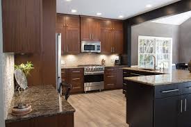 The colors are reminiscent of ice and water and, thus, meld beautifully with warmer natural tones. Sleek Modern Kitchen Remodel American Wood Reface