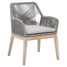 Lorry Modern Platinum Grey Woven Solid Teak Outdoor Armchair Set Of 2 Outdoor Dining Chairs Armchair Sets Outdoor Armchair
