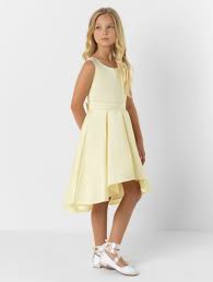 Long prom evening dresses for women, one shoulder pleated satin gold sequins applique formal gowns. Girls Lemon Prom Dress Yellow Flower Girl Dress Belle Roco