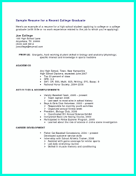 Cool Sample Of College Graduate Resume With No Experience