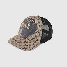 Gucci Gg Supreme Wolf Baseball Hat Detail 2 Designer Hats Men Hats Hats For Men