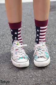Converse Low Top Chuck Taylor All Stars Girls In Suspenders Sock Shoes Japanese Girl