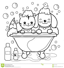 chien et chat prenant un bain page de livre coloriage illustration vecteur du salon toilettage 93010944 coloring pictures pdf