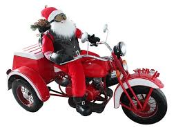 Santa rides a motorcycle christmas card collection. Large Christmas Three Wheel Motorcycle Trike With Santa Claus Rider
