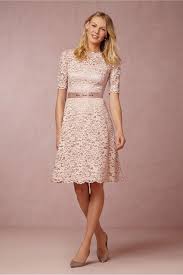 Blush Pink Lace Bridesmaid Dresses Short Half Sleeves Crew Neckline Knee Length A Line Cheap Modest Bridesmaid Dresses Handmade Cocktail Girls Bridesmaid Dresse Lace Dress With Sleeves Modest Bridesmaid Dresses Short