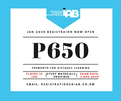 Registration for the august 2021 intake closes today! Insurance Academy Of Botswana Registration For The January 2020 Intake Is Currently Open And Closes 10 January 2020 Courses Commence Monday 13 January 2020 With The Exam To Be Written On