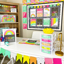 We know a plain classroom won't do much to interest young minds. Bright Rainbow Classroom Decor Elementary Classroom Decor Elementary Classroom Themes Classroom Decor Themes