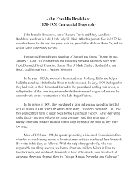 John Franklin Bradshaw 18501950 Centennial Biography