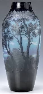 Large Landscape Vase Galle Around 1900 Colourless Multilayer Glass Blue And Purple Overlay Etched High Embossment In 2020 Glass Sculpture Beautiful Vase Glass Art