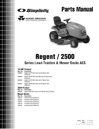 Change hydro transmission oil change the transmission oil after the first 50 hours. Simplicity Regent 2500 User Manual Manualzz