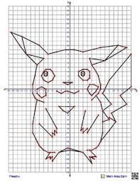 Pikachu Coordinate Graphing Picture Coordinate Graphing Coordinate Graphing Pictures Graph Paper Art
