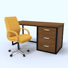 Pc & racing game chair. Yellow Leather Office Chair And Office Desk By Limchik86 3docean