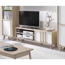 Pratique, le meuble tv rack couleur chêne sonoma possède des roulettes qui vous permettront de le déplacer aisément d'une pièce à l'autre au besoin. Meubles Et Decorations Meuble Tv Hifi De Type Scandinave De La