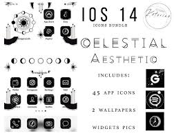 Black And White Celestial Astrology Aesthetic Iphone Ios14 Etsy App Icon Google Phones Ios Icon