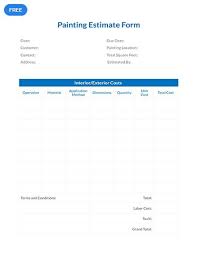 Free Painting Estimate Form Template Templates Estimate Template Design