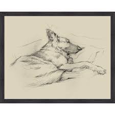 Dog Days Iv Framed Drawing Print German Shepherd Art Drawing Prints Canvas Art Prints