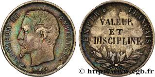50 centimes semeuse 1972 : Second Empire Medaille Valeur Et Discipline Sur Une Monnaie De 50 Centimes Fme 370925 Medals
