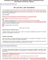 You should store one in a safe place and give one to your executor. Download Quebec Last Will And Testament Form For Free Formtemplate