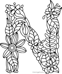 Flowers Shaped Letter N Coloring Page Coloringall