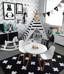 Black And White Baby Nursery Decor What A Cool Playroom Black And White With Hints Of Mint The Chevron Wall Paper With The Cute Teepee Bunting And Wa Kid Room Decor Baby Boy Rooms Boy Room