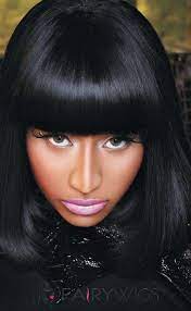 Lustrous Short Black Female Nicki Minaj Wigs Straight Celebrity Hairstyle 14 Inch Nicki Minaj Wig Nicki Minaj Hairstyles Celebrity Hairstyles