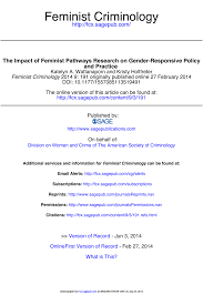 Pdf The Impact Of Feminist Pathways Research On Gender Responsive Policy And Practice