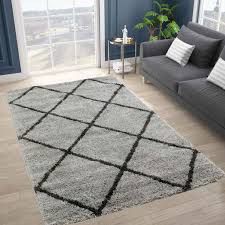 Shaggy teppich hochflor langflor teppich wohnzimmer teppich gemustert in uni design grau. Hochflor Shaggy Teppich Rauten Design Grau Anthrazit Modern Vimoda Homestyle