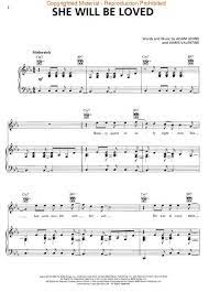 She Will Be Loved By Maroon 5 Sheet Music Piano Music Sheet Music Piano Songs