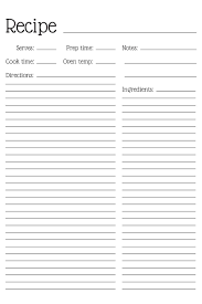 Simple Black And White Printable Recipe Template Printable Etsy Recipe Template Printable Recipe Cards Template Recipe Book Templates