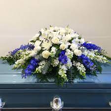 Cost of funeral casket flowers. White And Blue Casket Spray Hollywood Forever