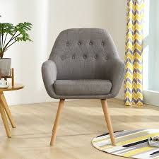Lssbought Contemporary Stylish Button Tufted Upholstered Accent Chair With Solid Wood Legs Gray Image 3 Of Accent Chairs Upholstered Accent Chairs Wood Legs