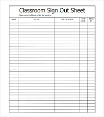 We did not find results for: Sample Sign Out Sheet Template 8 Free Documents Download In Pdf Excel Word Sign Out Sheet Sign In Sheet Classroom Signs