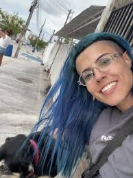 Blue Hair Girl and Old Dog