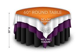 60 Round Tables Displaying Square Overlays Round Tablecloth Sizes Table Overlays Round Table