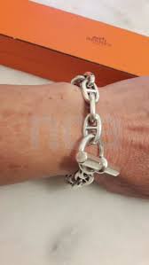 Un cadeau pas cher pour l'être cher ! Hermes Bracelet Chaine D Encre Argent Massif Argent Massif Bracelet Argent Bijoux Hermes
