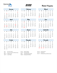 2022 United Kingdom Calendar With Holidays